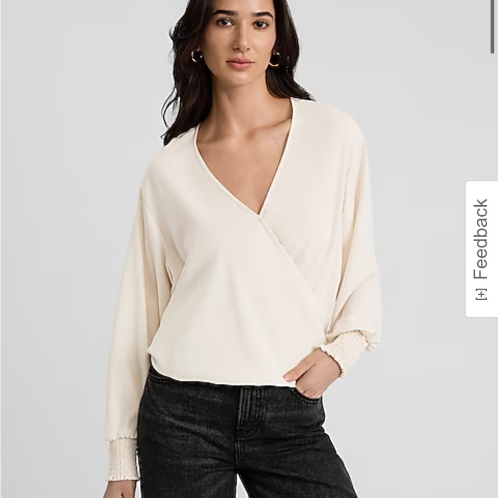 Express Cream V-Neck Blouse